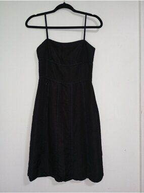 Ann Taylor Midi Dress Black Sleeveless Spaghetti Straps Silk Blend Size 2 Women